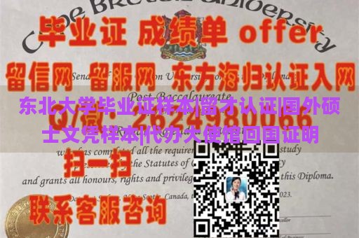 東北大學(xué)畢業(yè)證樣本|留才認(rèn)證|國外碩士文憑樣本|代辦大使館回國證明